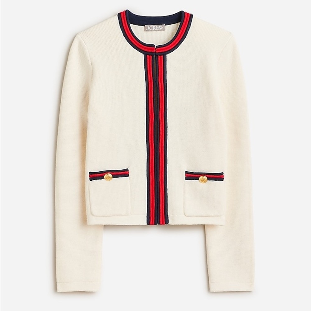 NWT J Crew Emilie sweater lady jacket with contrast trim